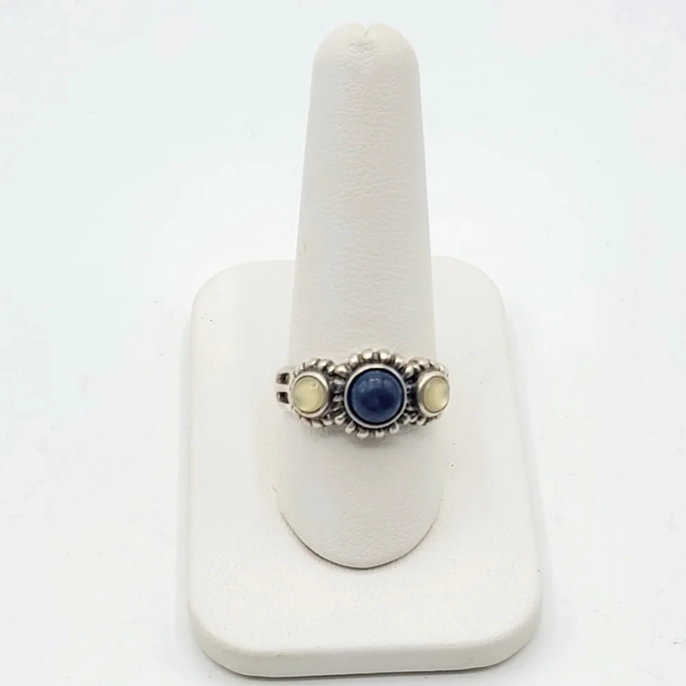 Vintage Sterling Silver Lapis Moonstone Ring, Size 9